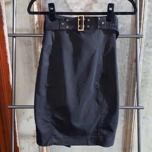 Gucci Black Belted Brass Buckle Pencil Skirt